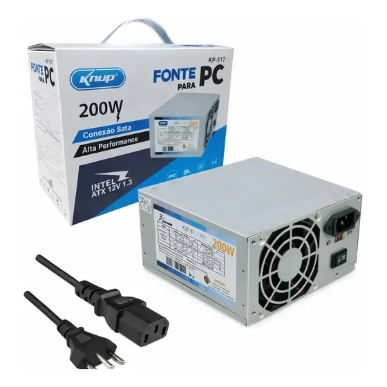 Fonte Pc Atx 200w Reais Real Silenciosa Com Cabo De Força