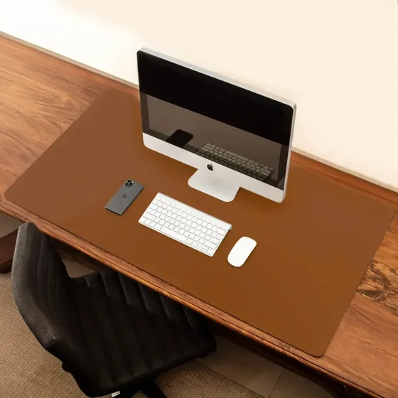 Desk Pad Bullpad 120x60cm Em Couro Sintetico Cor Caramelo