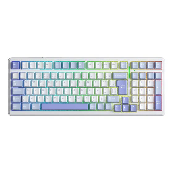 Teclado Aula F99 Mecânico Lilas/branco Tri Mode Gamer Anbt2