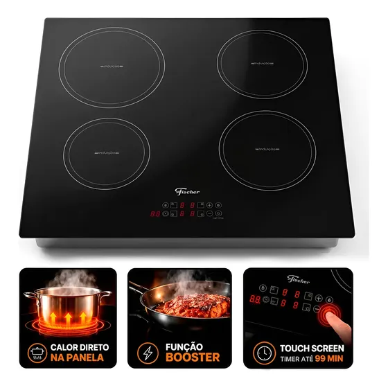 Cooktop Indução Fischer 4 Bocas Vitrocerâmica 7200w 220v