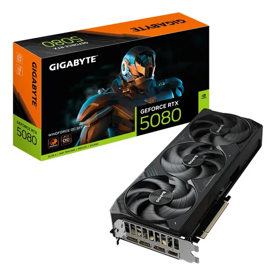 Placa De Vídeo Gigabyte Rtx 5080 Windforce Oc 16gb Gddr7