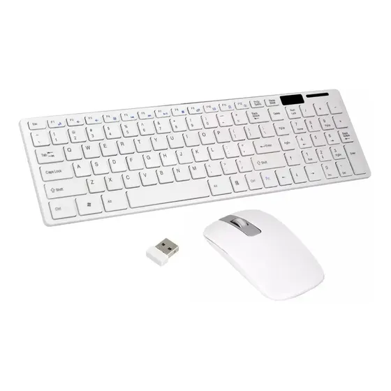 Kit Teclado e Mouse Sem Fio Lehmox Branco Sensor Óptico Alta Precisão Kit Teclado e Mouse Sem Fio Lehmox Branco Sensor Óptico Alta Precisão