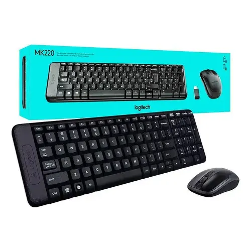 Kit Teclado E Mouse Logitech Sem Fio Mk220 - Preto