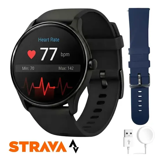 Smartwatch Anj.gg Redondo com Bluetooth e Chamadas, Para Esporte