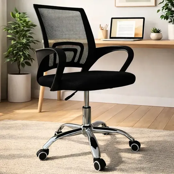 Cadeira De Escritório Giratória Preta Ergonômica Office Cadeira De Escritório Giratória Preta Ergonômica Office
