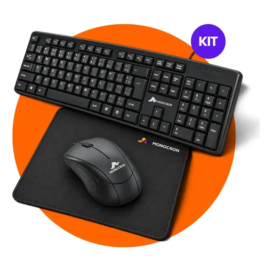 Kit Combo Teclado E Mouse Com Fio Monocron + Mousepad Kit Combo Teclado E Mouse Com Fio Monocron + Mousepad