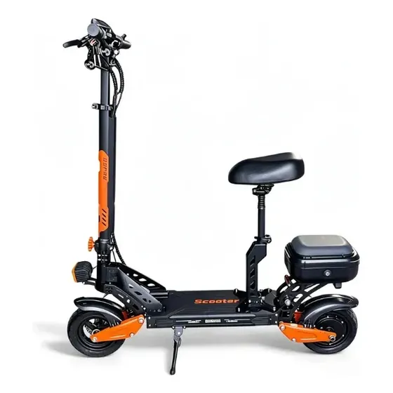 Patinete Elétrico T12 /t13 1000w 48v 13a Adulto Potente Preto/laranja Com Banco