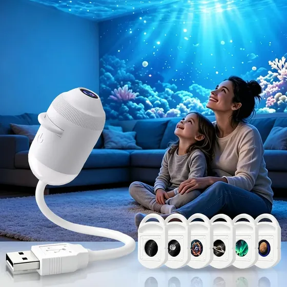 Projetor Usb Starry Sky 2 Em 1 Com Luz Noturna/* With 6 Films