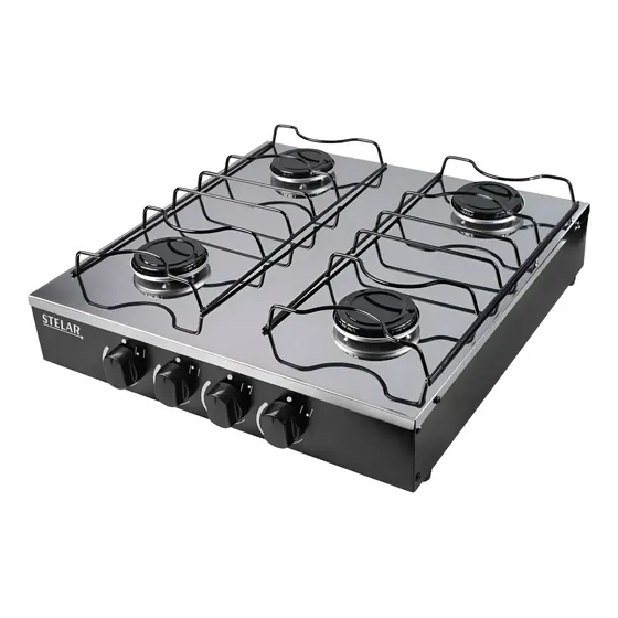 Fogão Cooktop 4 Bocas Portátil De Mesa A Gás Inox Mônaco
