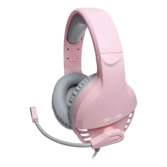 Headset Gamer OEX HS414 7.1 USB Rosa Com LED Branco Microfone Flexível