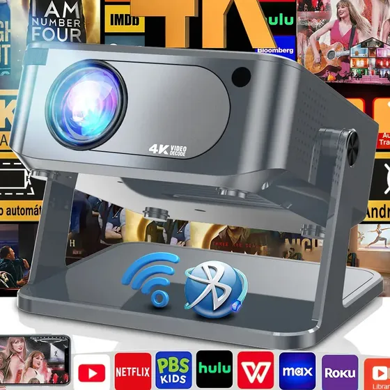 Smart Projetor Profissional Portátil Hd 4k Android11 14000ml Bluetooth 5.2 Correção automática de trapézio Espelhamento de tela Função de home theater