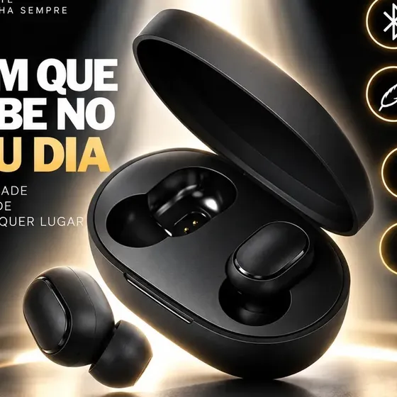 Fone De Ouvido Bluetooth Sem Fio TWS Intra Auricular Touch Com Microfone Estojo Carregador Fone Esportivo Academia Corrida Gamer Celular Android Música Trabalho Viagem Compacto Preto