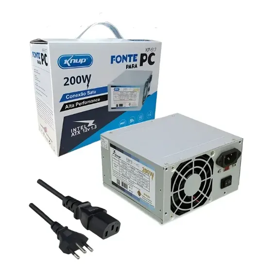 Fonte De Alimentação Atx 200w Pc Sata Wassay Para Pc