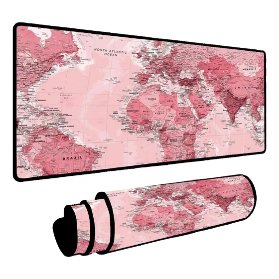 Mouse Pad Gamer Mapa Rosa 60x30 Deskpad Profissional Speed