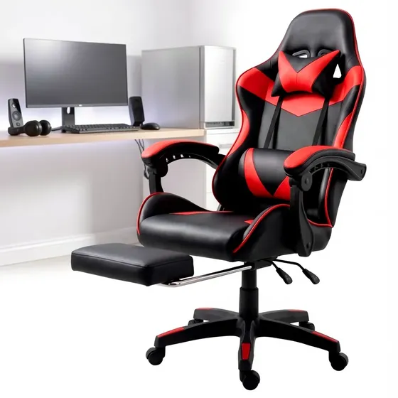 Cadeira Gamer Escritório Ergonômica Reclinável Em Couro