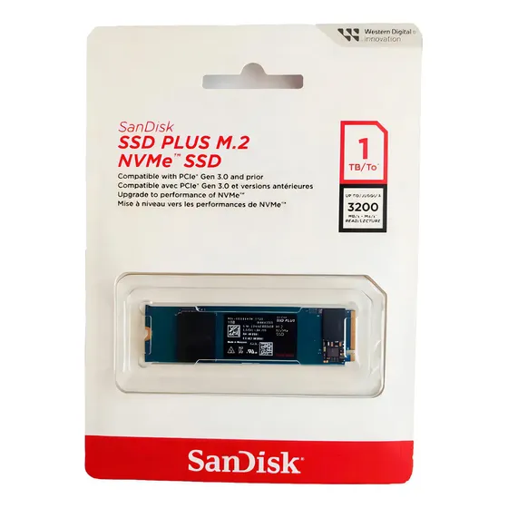 Ssd Nvme M.2 1tb Sandisk Plus Nvme 2280 Sdssda3n-1t00-g26