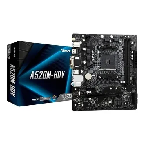 Placa Mãe Asrock A520m-hvs Amd Am4 Ddr4 Micro Atx Preto