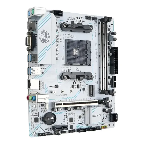 Placa-mãe Soyo B450m Pro Am4 Para Ryzen Ddr4 E Nvme Branco