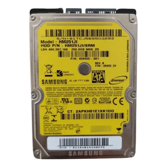Hd Interno Samsung 250gb Hm251ji 5400rpm (Recondicionado)