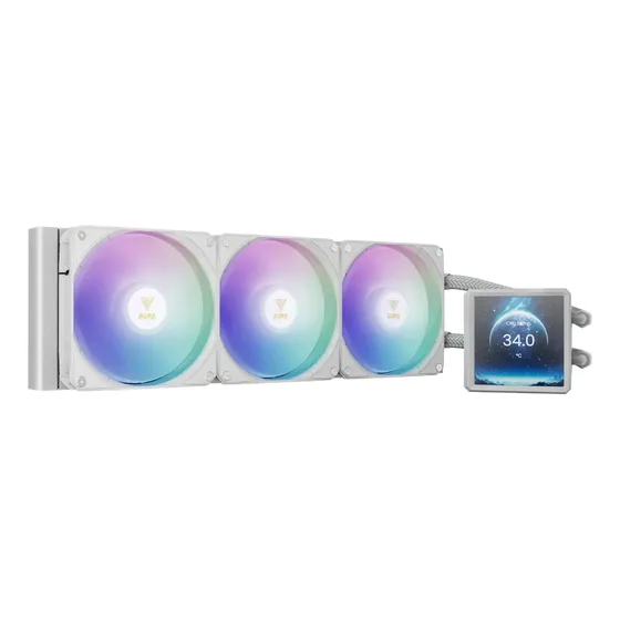 Water Cooler Gamdias Aura Gl360 Lcd Branco Argb Com Tela Lcd Branco