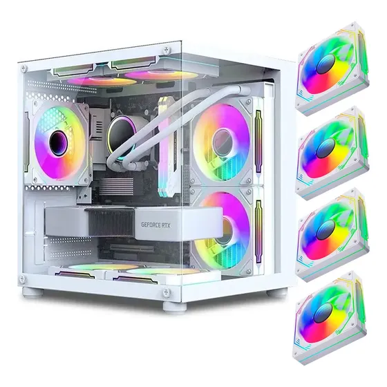 Gabinete Gamer Aquário Em Vidro Com 4 Fans Rgb Gb1797