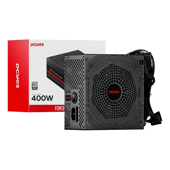 Fonte Pcyes Electra Atx 400w Bivolt Preto Pfc Ativo