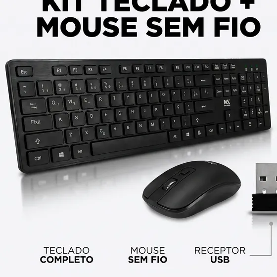 Kit Teclado E Mouse Sem Fio Para Notebook Pc Portátil
