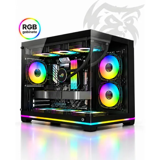 Gabinete Gamer Rgb Guidora Vidro Aquário Matx Preto