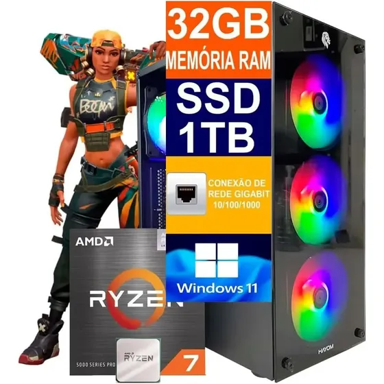 Pc Gamer Cpu Ryzen 7 5700g Ssd1tb M2 32gb Ddr4 Win 11 Pro