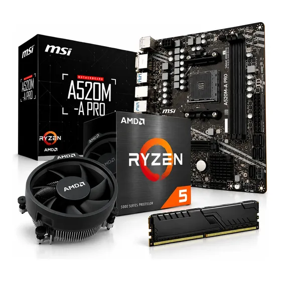 Kit Upgrade Amd 5 5600gt Placa Mãe Msi A520m-a Pro Ram 8gb Kit Upgrade Amd 5 5600gt Placa Mãe Msi A520m-a Pro Ram 8gb