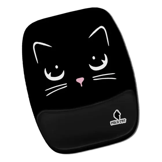 Mouse Pad Ergonômico Gato Preto Desenho Polo Cat Mouse Pad Ergonômico Gato Preto Desenho Polo Cat
