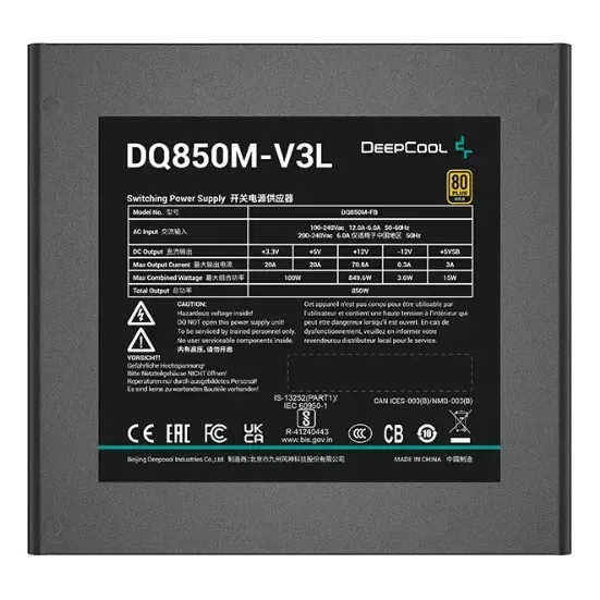 Fonte Deepcool Dq850m-v3l-wo Full Modular Sem Cabo De Força Preto