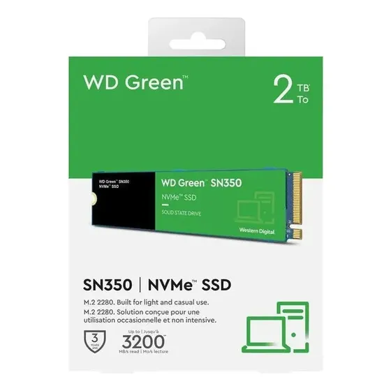 Hd Ssd M.2 2tb Nvme Western Digital Green Sn350 Wds200t3g0c