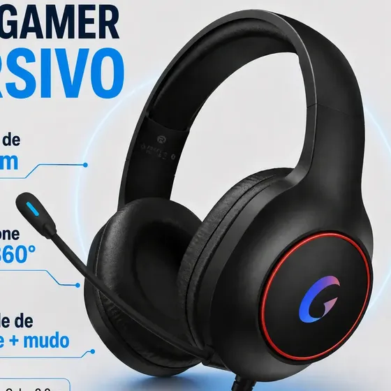 Headset Gamer OFVI C72P com Microfone Flexível e Luz LED para Xbox e PlayStation Headset Gamer OFVI C72P com Microfone Flexível e Luz LED para Xbox e PlayStation
