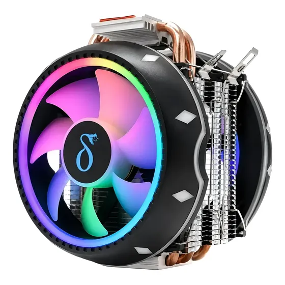 Cooler Para Processador Led Rgb Intel Amd 2 Ventoinhas 130w