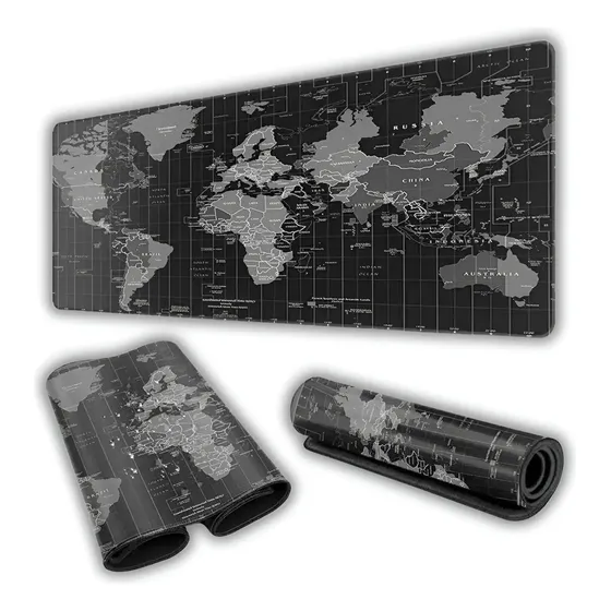 Mouse Pad Gamer Mapa Mundi 80x30cm Grande Antiderrapante
