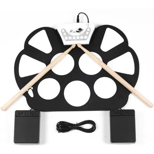 Bateria Eletrônica Portátil Alba Roll Pad Com Pedais e Baquetas