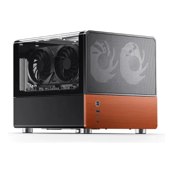 Gabinete Aquário Premium Jonsbo V12 M-atx Preto E Madeira Preto