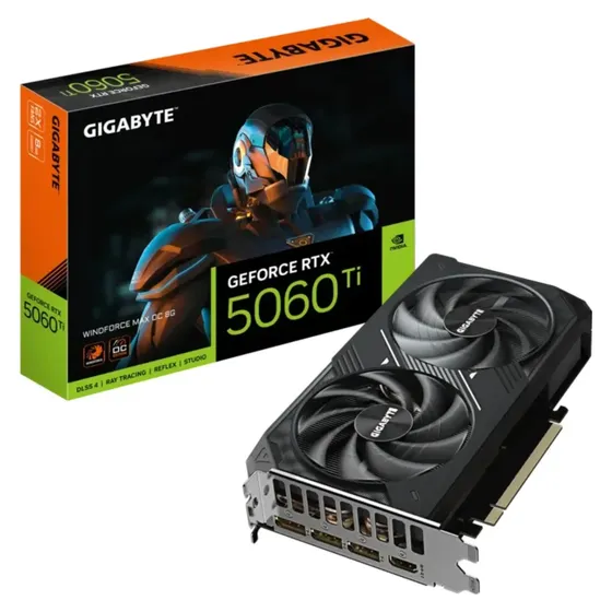 Placa de vídeo Gigabyte GeForce RTX 5060 Ti GDDR7 Windforce Max OC de 8 GB