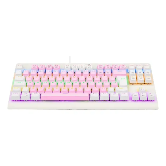 Redragon Dark Avenger Rainbow Branco E Rosa Switch Azul
