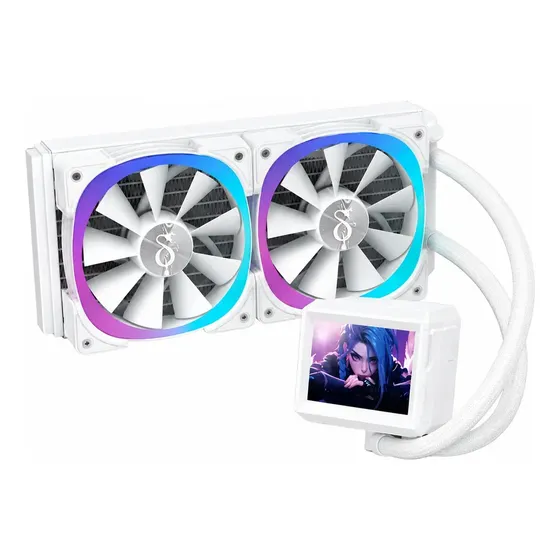 Water Cooler 240mm Com Display Lcd Rgb Argb Radiador Para Pr Branco