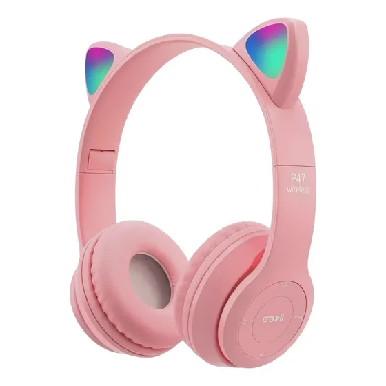 Fone De Ouvido Bluetooth Orelha Gatinho Infantil Sem Fio Led