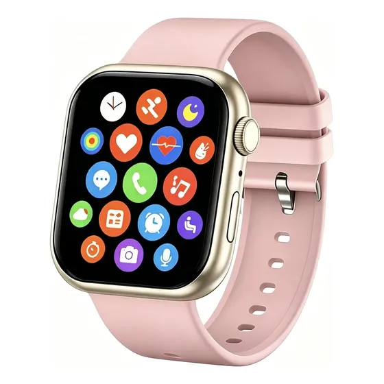 Smartwatch Jiditech M66 Pro com Chamadas Bluetooth, Rosa e Tela de 1.83"
