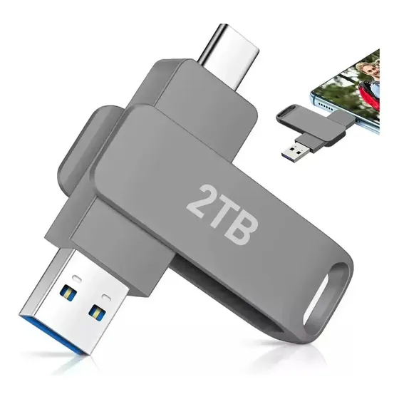 Memória Usb 2tb De Alta Velocidade 3.0 2 Em 1 Tipo C E Usb