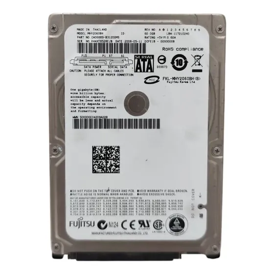 Hd Interno Fujitsu Mhy2060bh 60gb 5400rpm Notebook (Recondicionado)