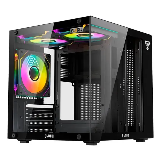 Gabinete Gamer Clanm Guiru RGB Preto para Micro-ATX e Mini-ITX