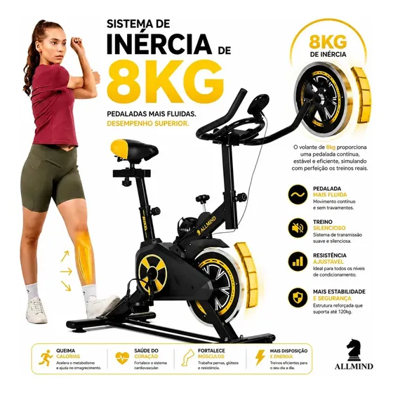 Bicicleta Ergométrica Spinning 8kg Inércia Fitness Academia Cardio Exercício Treino Em Casa Residencial Ajustável Sevenfit Suporta 100kg Bicicleta Ergométrica Spinning 8kg Inércia Fitness Academia Cardio Exercício Treino Em Casa Residencial Ajustável Sevenfit Suporta 100kg