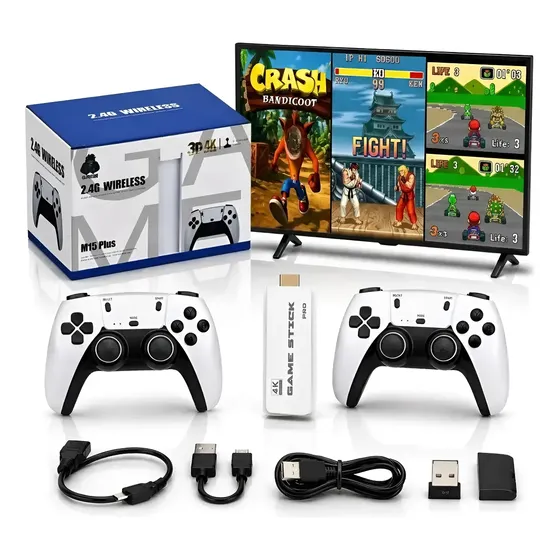 Adaptador Videogame M15 Hdmi 2 Controles Players Branco