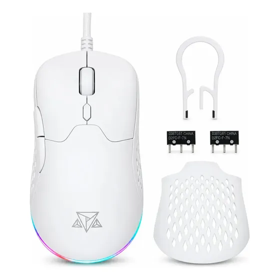 Mouse Gamer Adamantiun Gladius Branco Sensor Pro Pixart 3389 Case e Switch Extra