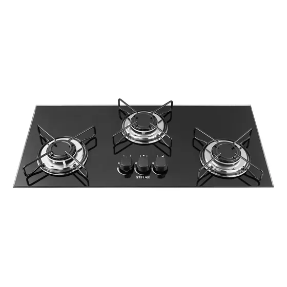 Cooktop A Gás Gn De Embutir Stelar 3 Bocas Nivus Bivolt Preto